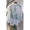 New Women's 2025 Spring and Autumn Spliced POLO Collar Button Fashion National Shirt Design Lace Long Sleeve Top