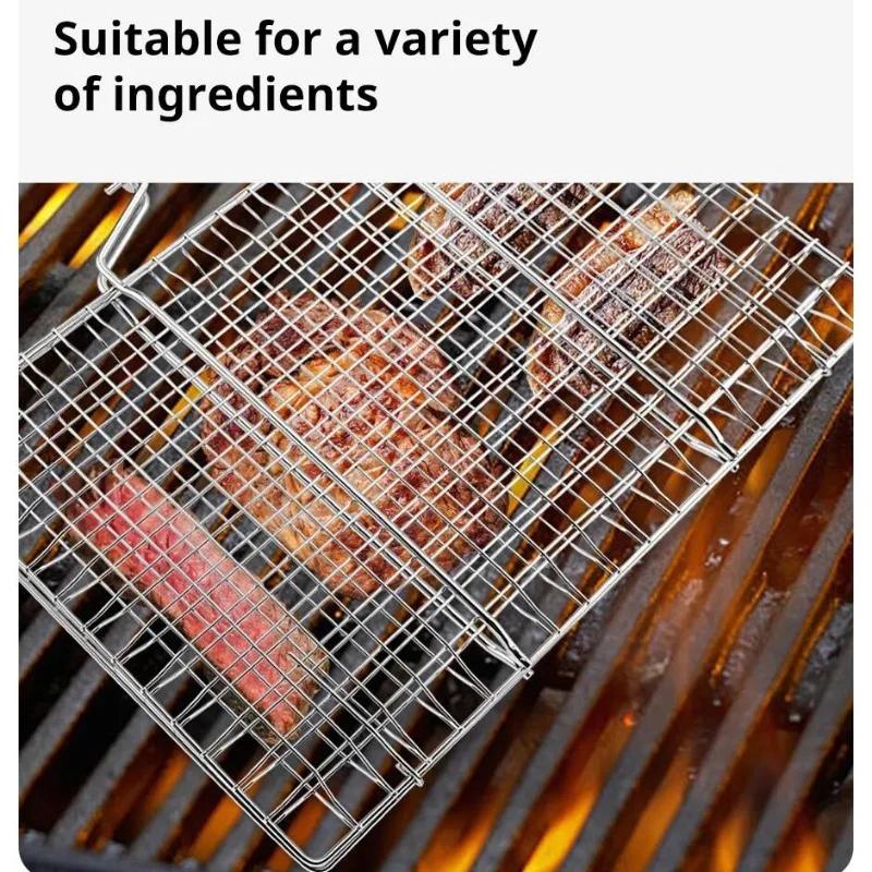 304 Rustfritt stål Grill BBQ Grill Non-stick Basket BBQ E Kjøtt Grønnsaksbiff Massasje Piknik Festtilbehør Kjæledyrsprodukter