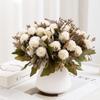 1PC Vintage-style artificial ball chrysanthemum bouquet; table centerpiece; faux flowers for living room; home decor; party decoration.