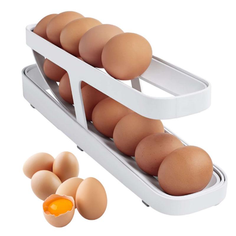 Anti Drop Egg Holders Dispenser Kitchen Refrigerator 4 Layer Auto Rolling Storage Box Plastic Egg Container Egg Rack Holder