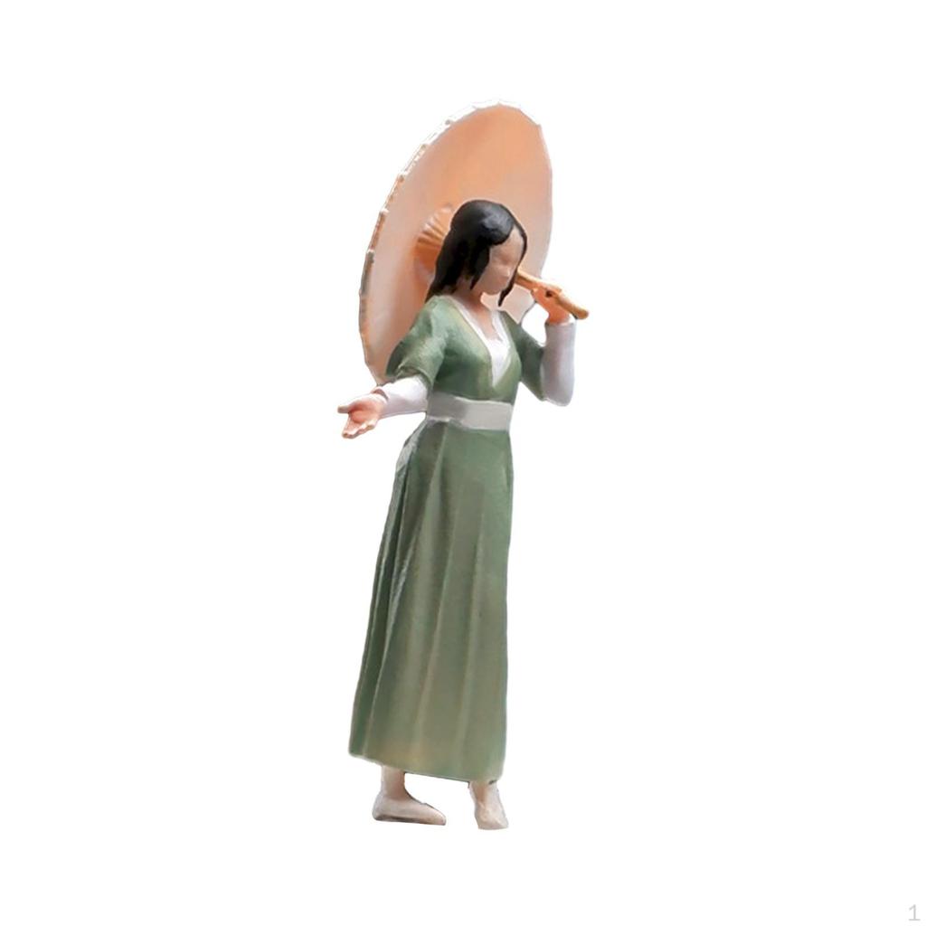 1/64 Ancient Customs Girl Figure Handpainted Pose Scene Resin Miniature Mini Doll for Sand Table DIY