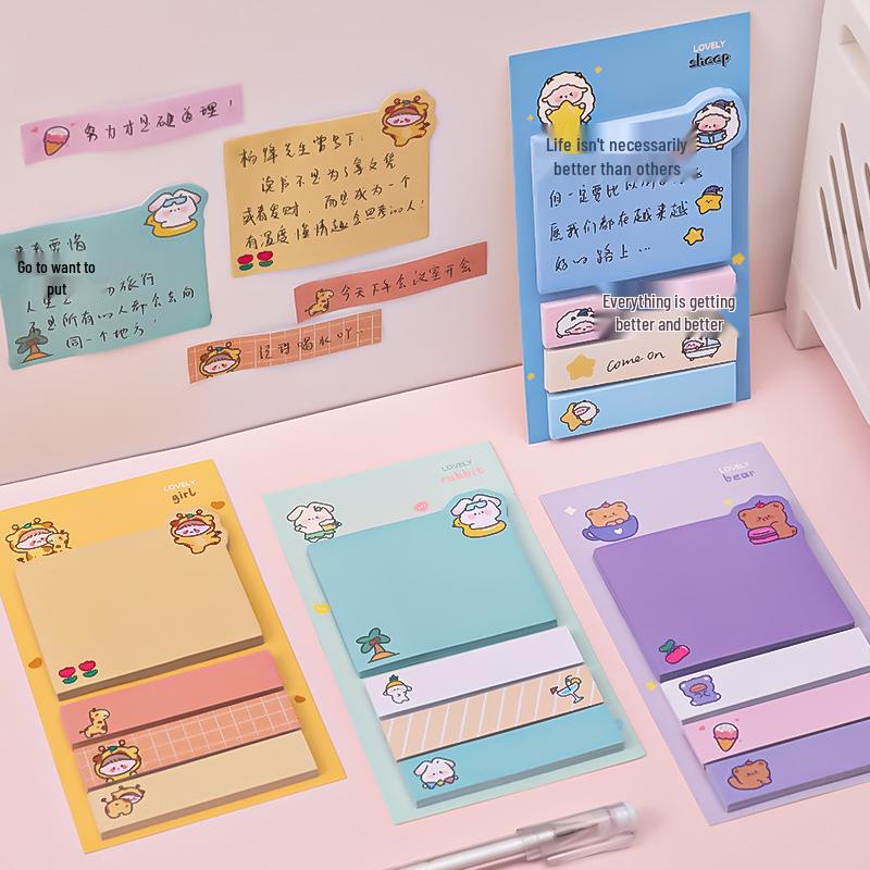 Cartoon Heart Sticky Notes for Students - Girly Index Stickers for Office & Messages
