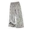 Retro large size wide-leg jeans women's autumn new American mid-waist loose and thin leopard print straight trousers