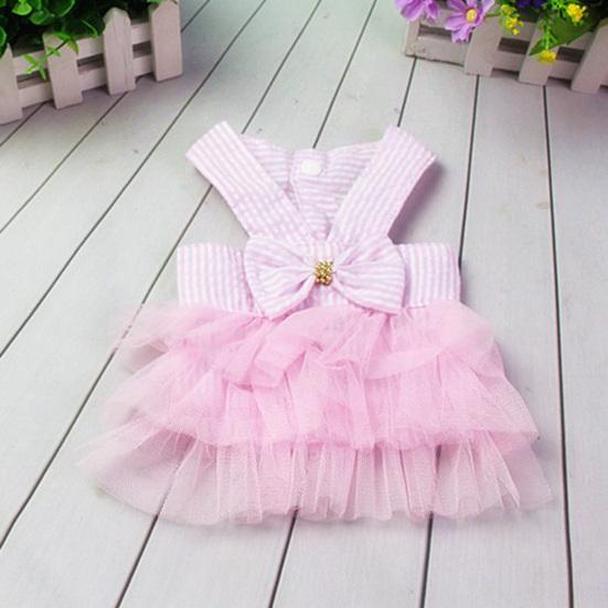 Spring Summer Fashionable Cotton Stripped Pattern Dogs Strap Dress Pet Clothes