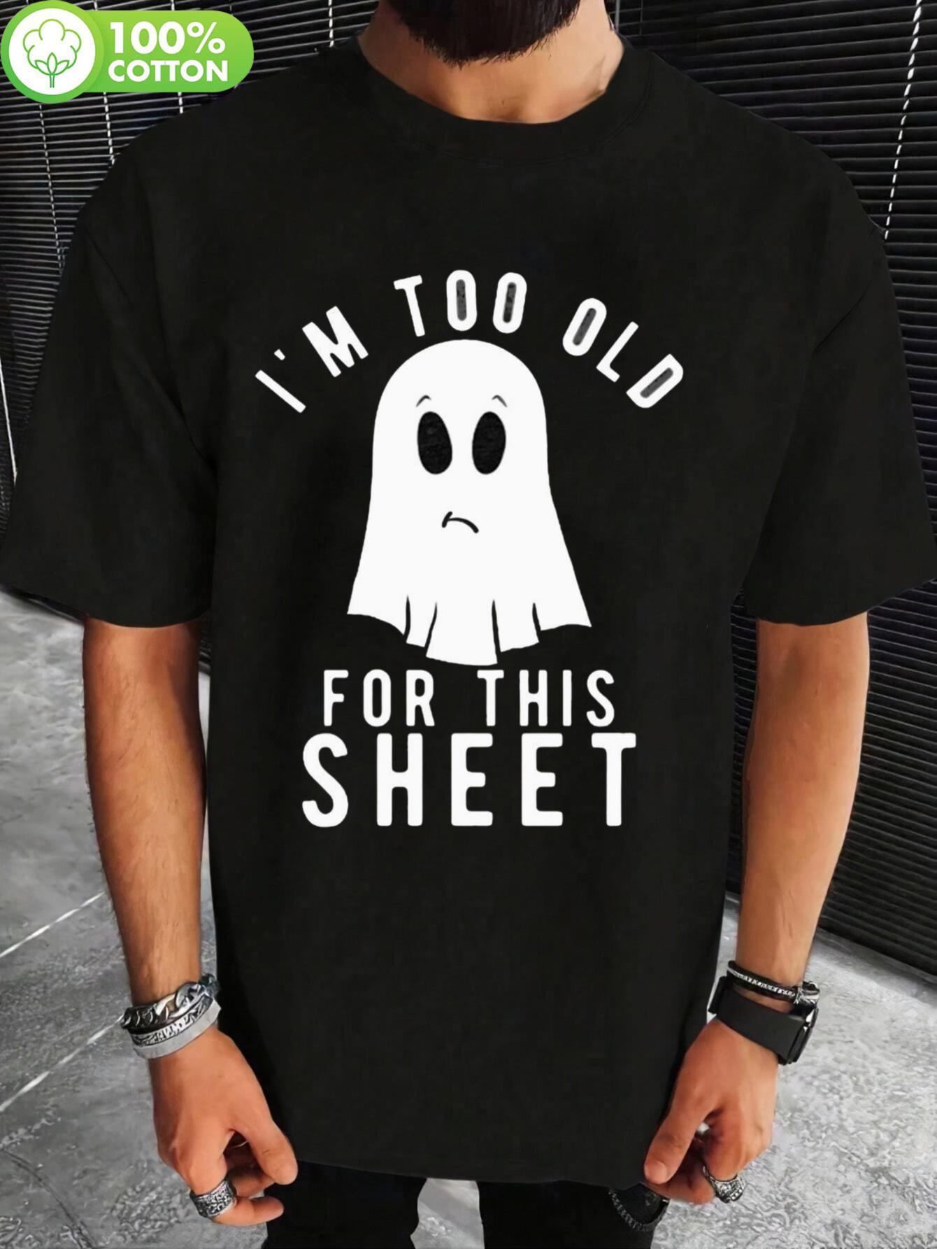Halloween Cotton T-shirt - I m Too Old for This Graphic Print M