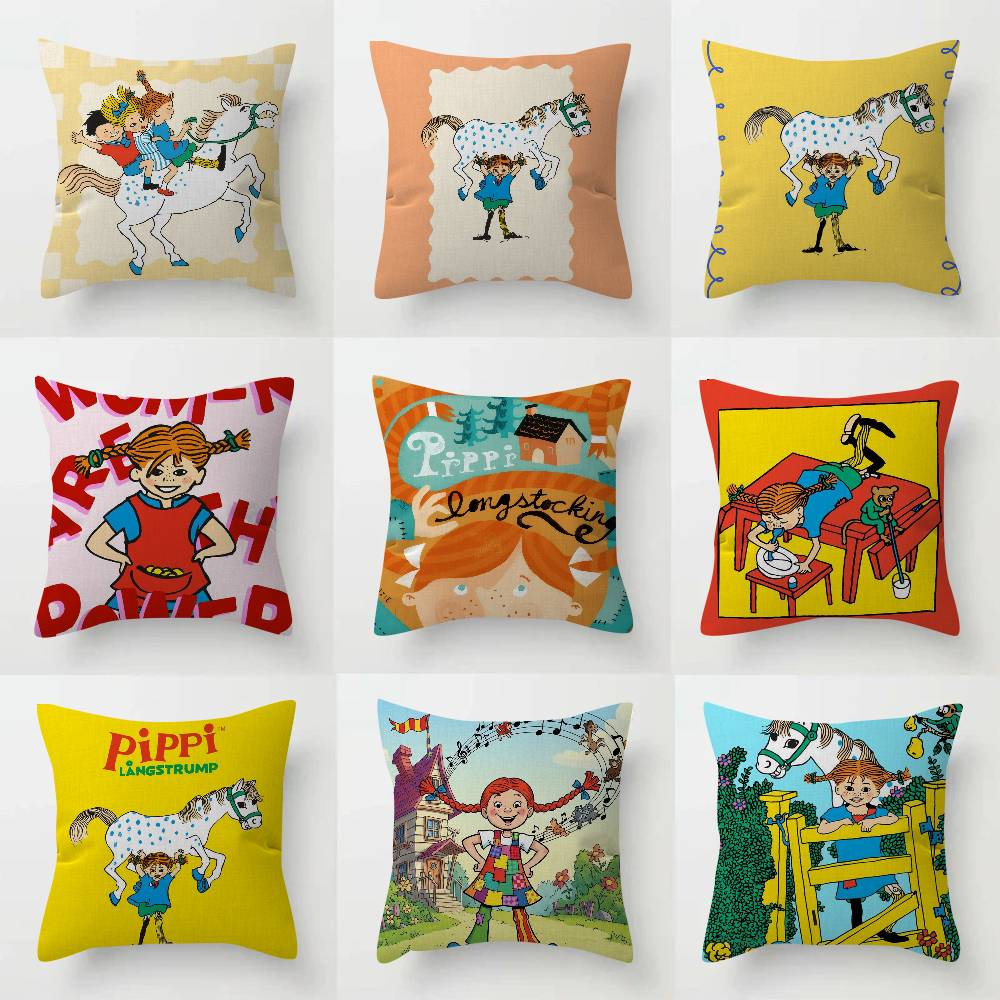 Cartoon Pippi L-longstocking Cute Maple Design Cushion Cover Happy Autumn Harvest decor Holiday Decorati Pillow Cover
