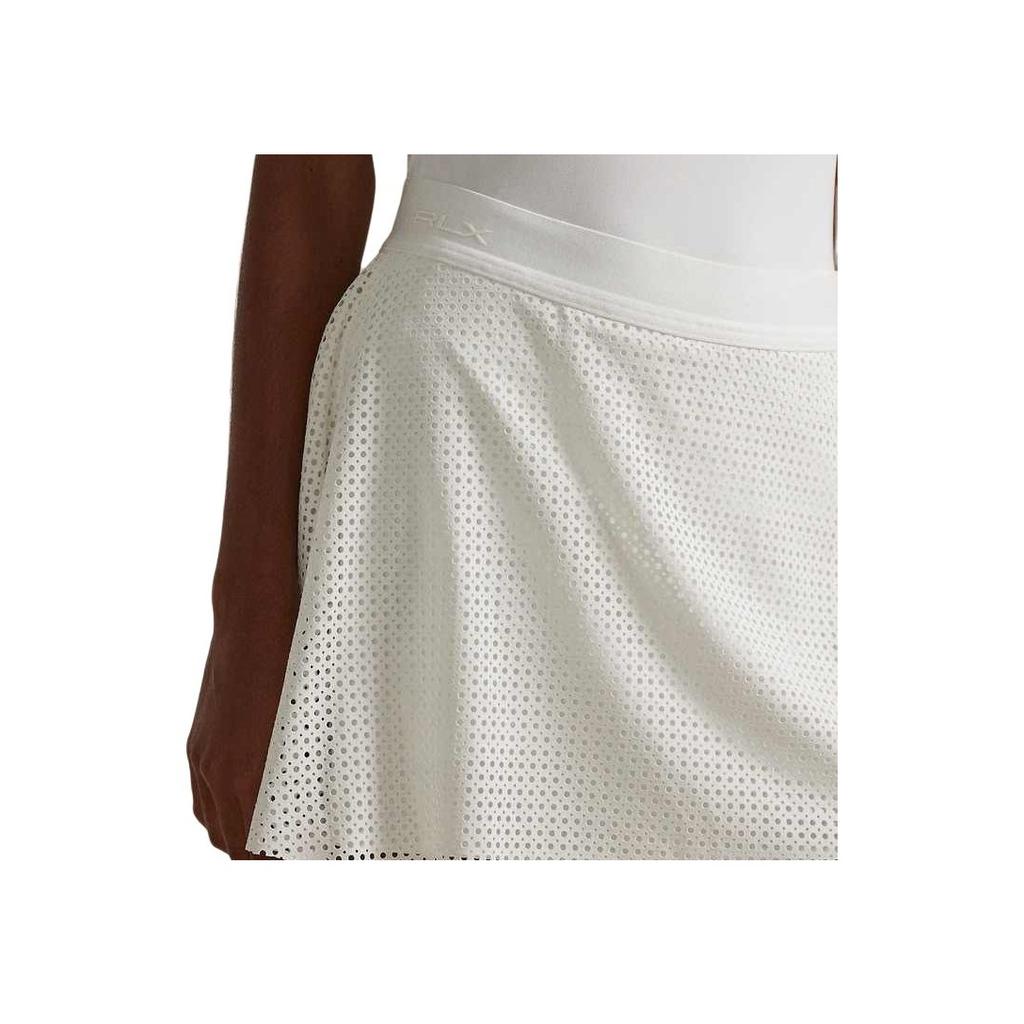 Polo Ralph Lauren SS25 Solid Color Mesh A-Line Casual Skirt Women Skirts Ceramic-White WMXGSKTNDR20014-100