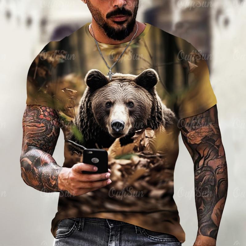 Tričko Animal Pro muže Wolf 3D tisk Top Trička Léto Krátký rukáv Pánské oblečení Fahion Prodyšné Oversized Neformální Streetwear