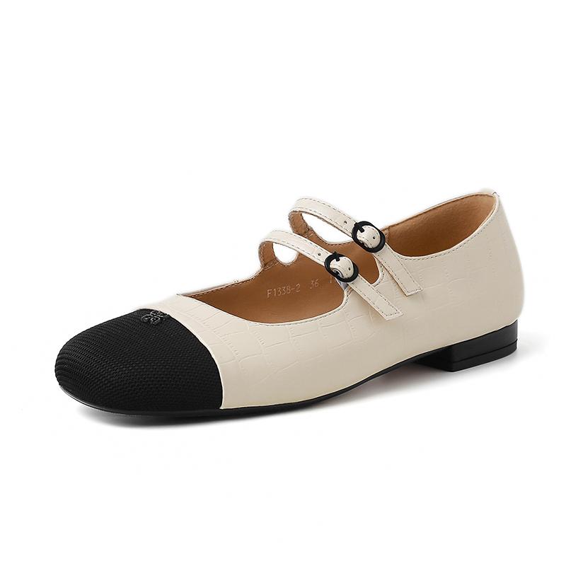 

Версия из овчины~ Французские туфли Мэри Джейн в стиле Сяосянфэн женские туфли на плоской подошве с ретро-пряжкой балетки 2025 новые одинарные туфли 40