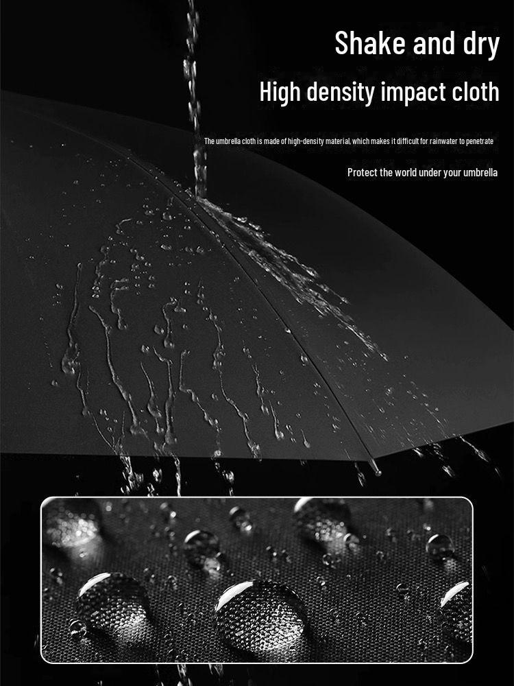 Twelve-Bone Folding Sunshade Umbrella - Large, Black, Logo-Printed for Sun and Rain Protection