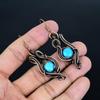 Sleeping Beauty Turquoise Earrings, 999 Copper Wire Wrap Gemstone Jewelry, Handmade Earrings, For Thanksgiving