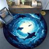 Sharks Round Area Rug,Carpet Rug for Living Room Bedroom Sofa Playroom Decor,Non-slip Floor Mat