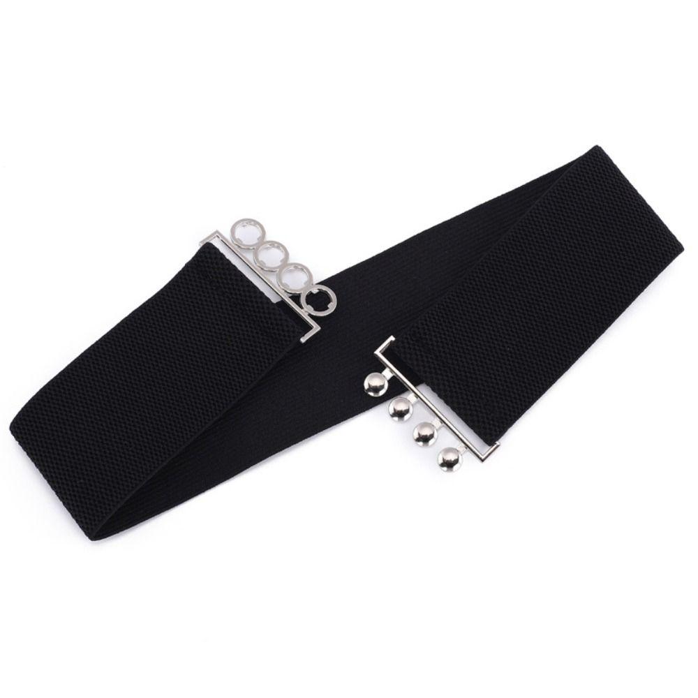 Stretchable Wide Elastic Belt Cinch Dress Cummerbands Metal Buckle Waistband  For Ladies Women