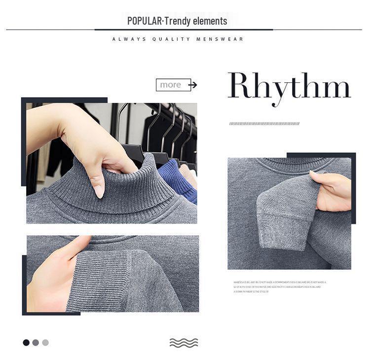 Men's One-Piece High-Neck Fleece Sweater, Autumn & Winter Thickened Warm Wool Knit Base Layer