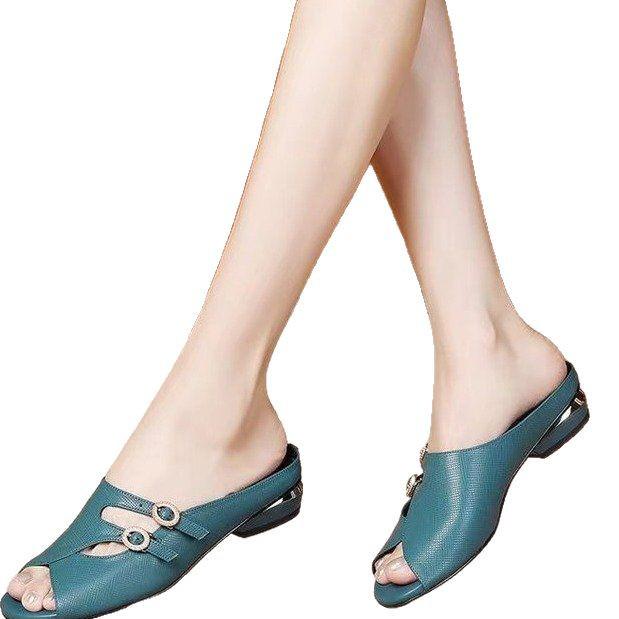 Women's Summer Open Toe Fish Mouth Flat Sandals - Comfortable Versatile Low Heel Slides