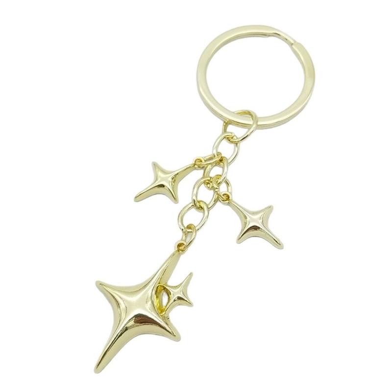 Inspired Alloy Keychain Pendant Featuring Star and Moon Openwork Pattern Compact Gift for Jewelry Lovers