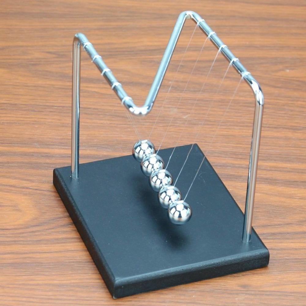 5.51x4.65x5.91in Balance Pendulum Ball Wooden Base Physics Toy Steel Swing Balls  Home Decoration