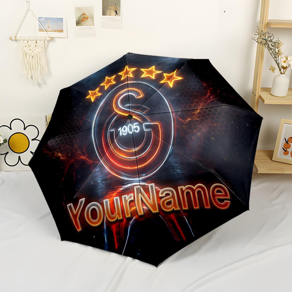 Galatasaray1 Personalized Name Umbrella Portable Automatic Umbrella Folding Umbrella with 8 Ribs Lightweight Travel Essential Fashion Lovers