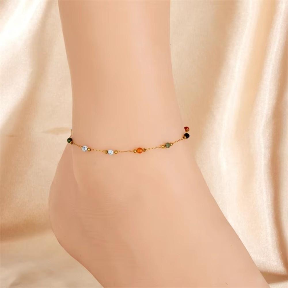 Non-fading Beads Bracelet Stainless Steel Beads Necklace Bracelet Fashion Anklets  Gift