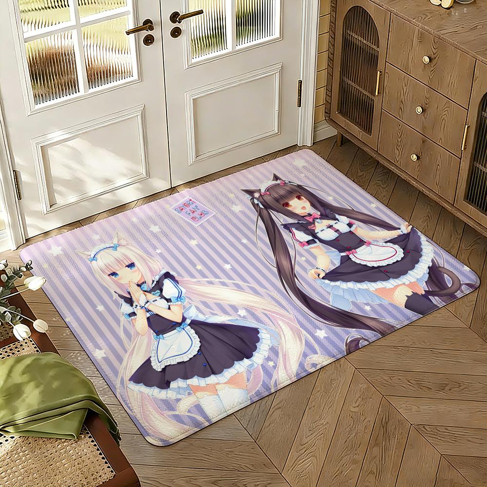 Anime Game N-Nekopara Floor Mat Soft Thickened Absorbent Non-Slip Bedroom Living Room Door Mat Home Decor Flannel Rugs