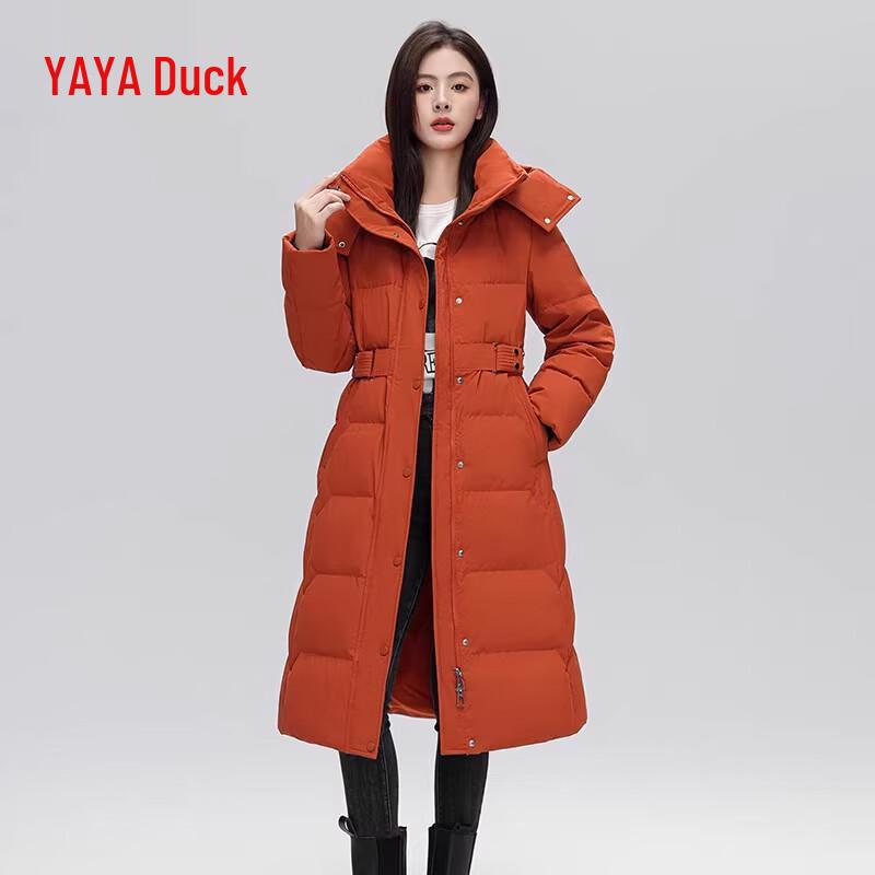 YAYA Women's Long Hooded Puffer Coat