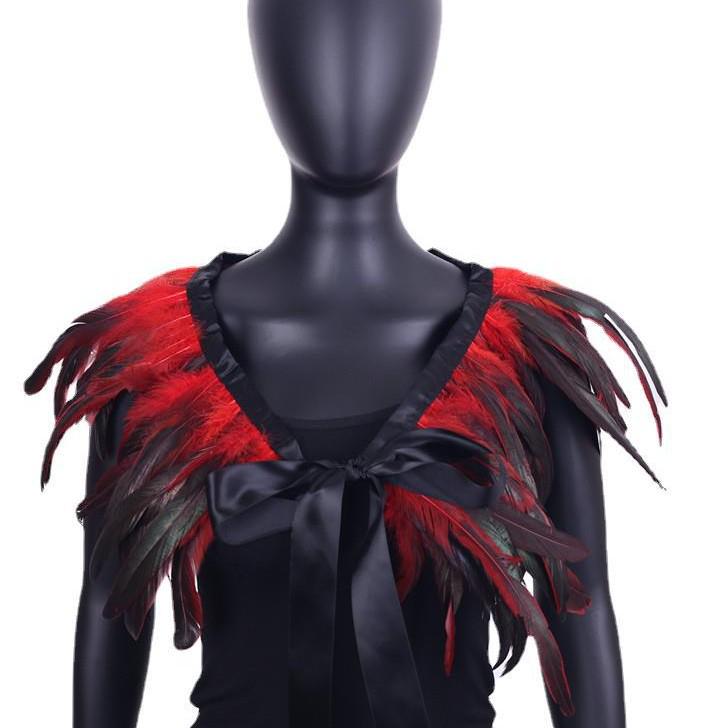Gothic Feather Shawl for Halloween Masquerade Party