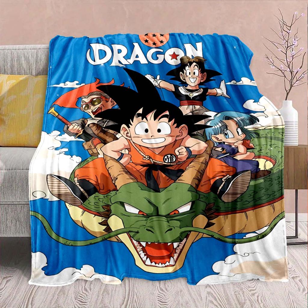Dragon Ball Anime Flannel Blanket - Soft Warm Perfect for Sofa, Bedding Camping Travel Office Home Decor -QJY
