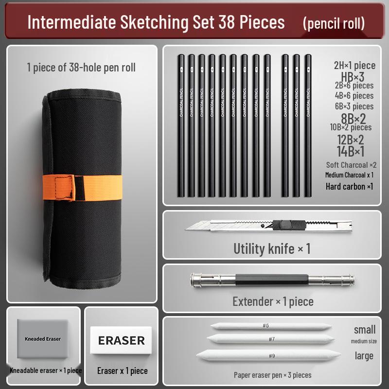 Professional Sketch & Charcoal Pencil Set for Students & Beginners