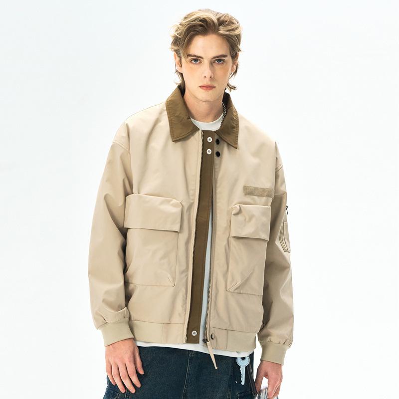 Lapel Three-proof Jacket Boys Summer New Outdoor Loose Tooling Jacket Men's Clothing