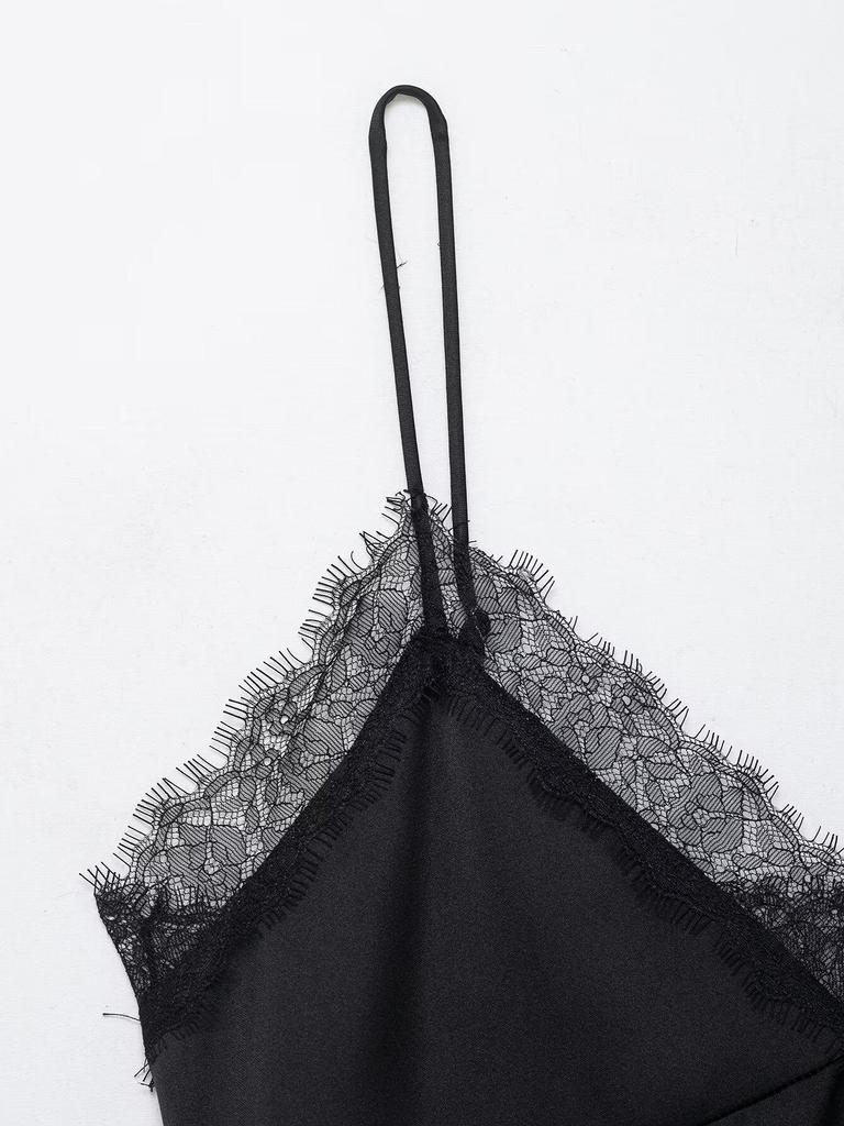 Silk Satin Lace-Trim Camisole Top for Women