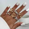 Salircon 6Pcs/Set Punk Creative Irregular Mixed Color Open Rings for Women Trendy Adjustable Drop Rings Jewelry Accessories Gift