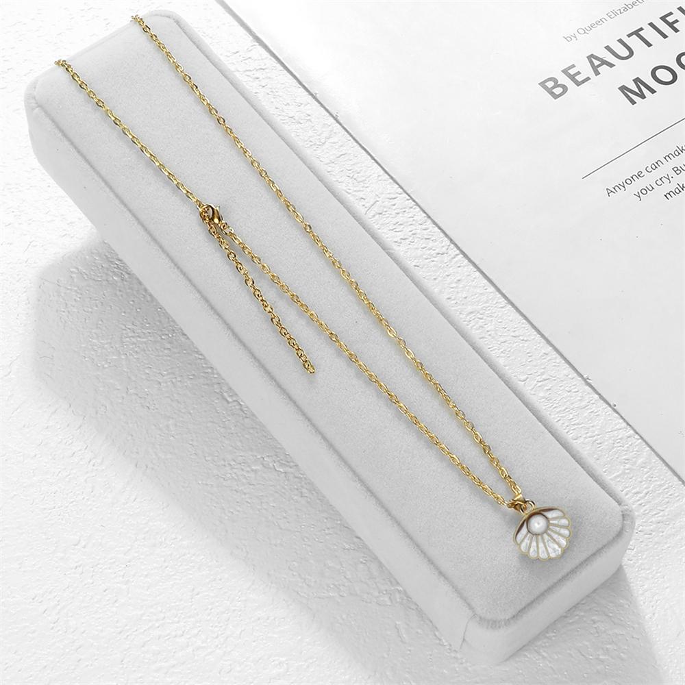 Boho Shell with Pearl Pendant Necklace Adjustable Alloy O-Chain Lobster Clasp Summer Seaside Beach Fashion Jewelry Gift For Girl