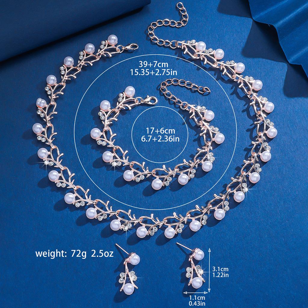 4PC Women's Fashion Imitation Zircon Necklace Earrings Bracelet Zircon Set Suitable for Wedding, Party, Festival Gifts-9248