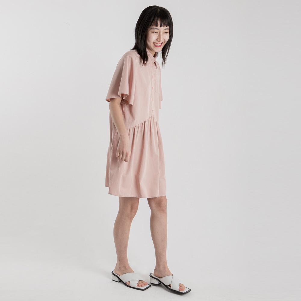 Wimzi Mind Blossom Short-Sleeve Shirt Dress Pink