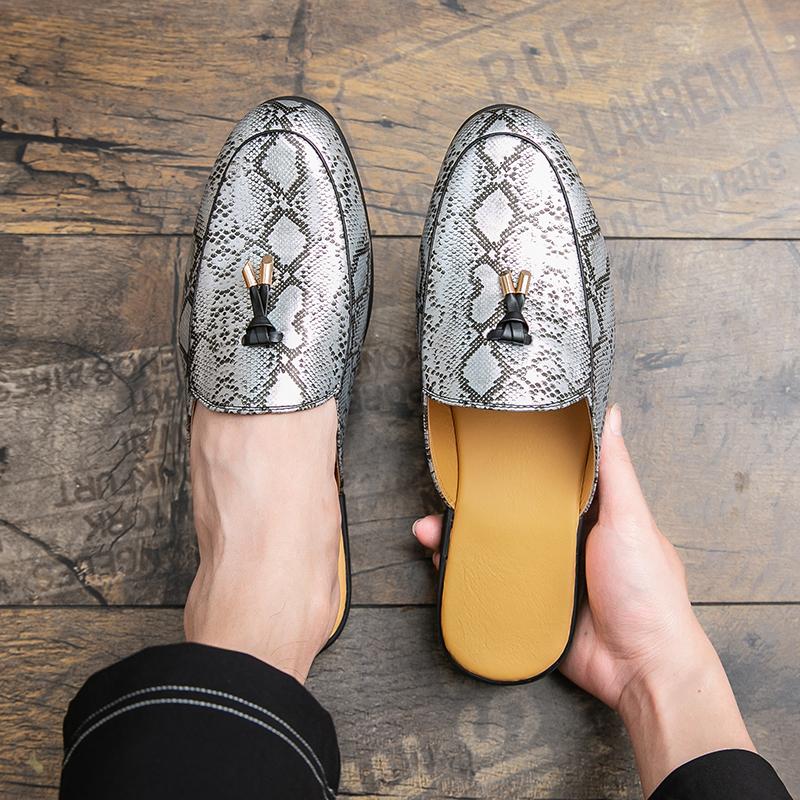 Big Size 38-46 Mules Men Half Shoes For Man Leather Mens Semi-Drag Casual Shoes Backless Loafers Slippers Closed Toe Sandals