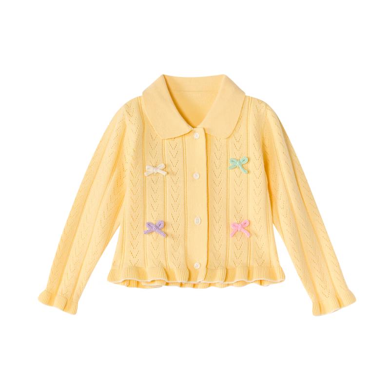 Deesha Girls' Bow Knit Cardigan