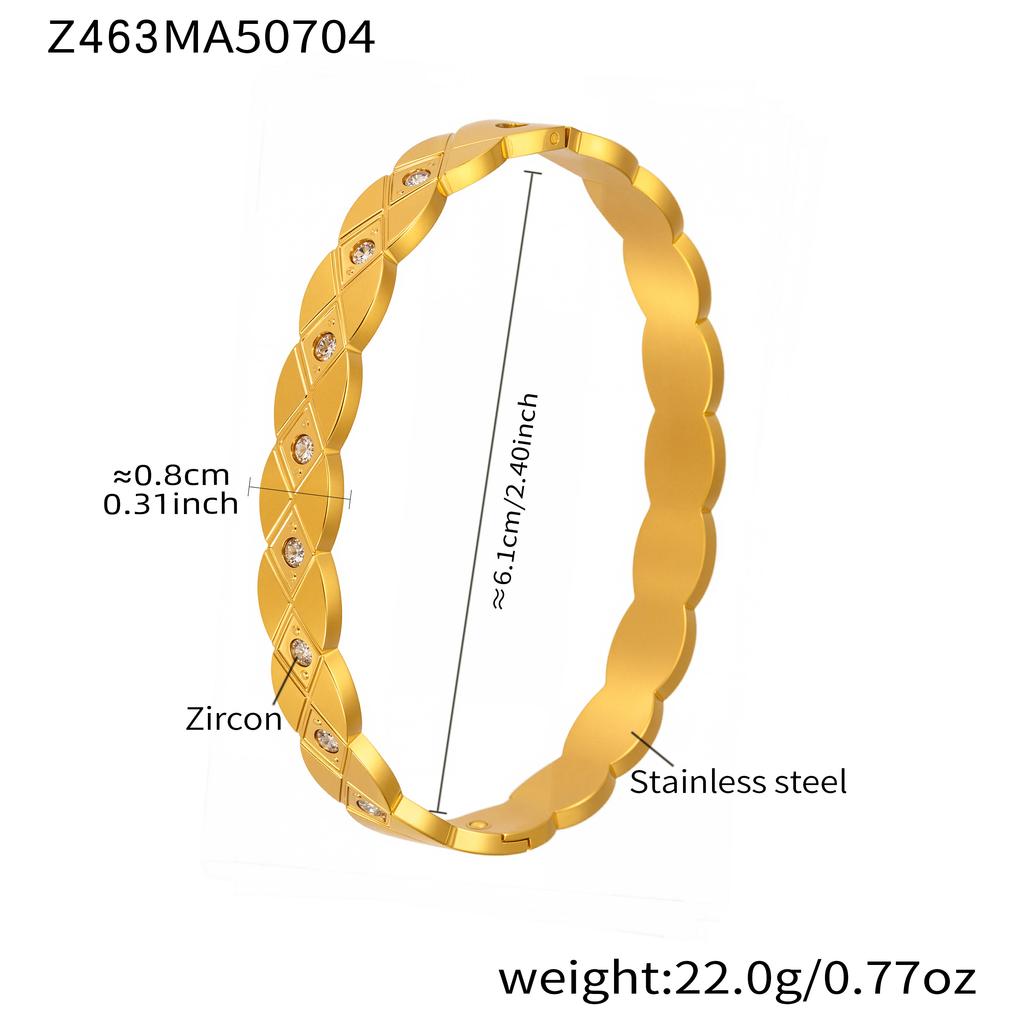 Inlaid Shiny Zircon Openable Bracelet In Stainless Steel 18k Gold Plated Waterproof Non Tarnish Luxury Bracelets For Women