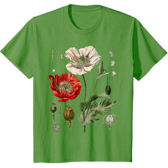 Papavero Rosso Papaveri Botanici T-shirt Papavero Rosso