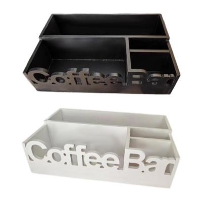 Wooden Coffee Station Organizer Farmhouse Tea Condiment Organizer Storage Basket for Lounge Cafe Coffee Bar Hotel Countertop