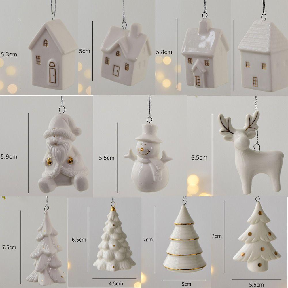 Ceramic Crafts Christmas Ceramic House Pendant Painting Pendant Ornament Merry Christmas Party