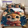 Elk Pattern Bedding Quilt Set Quilt Cover Pillowcase Home Decoration Birthday Gift (1 * Duvet Cover + 2 * Pillowcase, Without Core)
