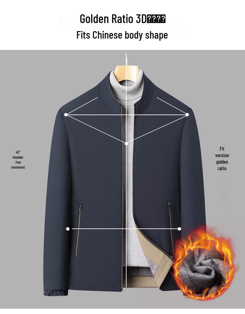 Men's Plus Velvet Thick Cotton Jacket for Autumn/Winter – Middle-aged & Elderly