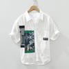 Korean Fashion Summer Tops New Men's Short Sleeve Shirt Youth Streetwear Patchwork Printed Shirts Male