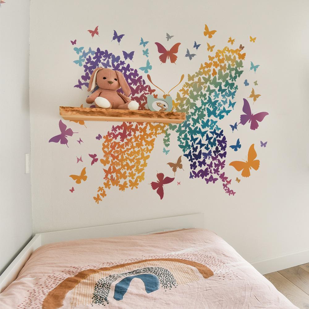 Colorful Butterfly Wall Sticker Self-Adhesive Removable for Bedroom Living Room Background Wall Decoration