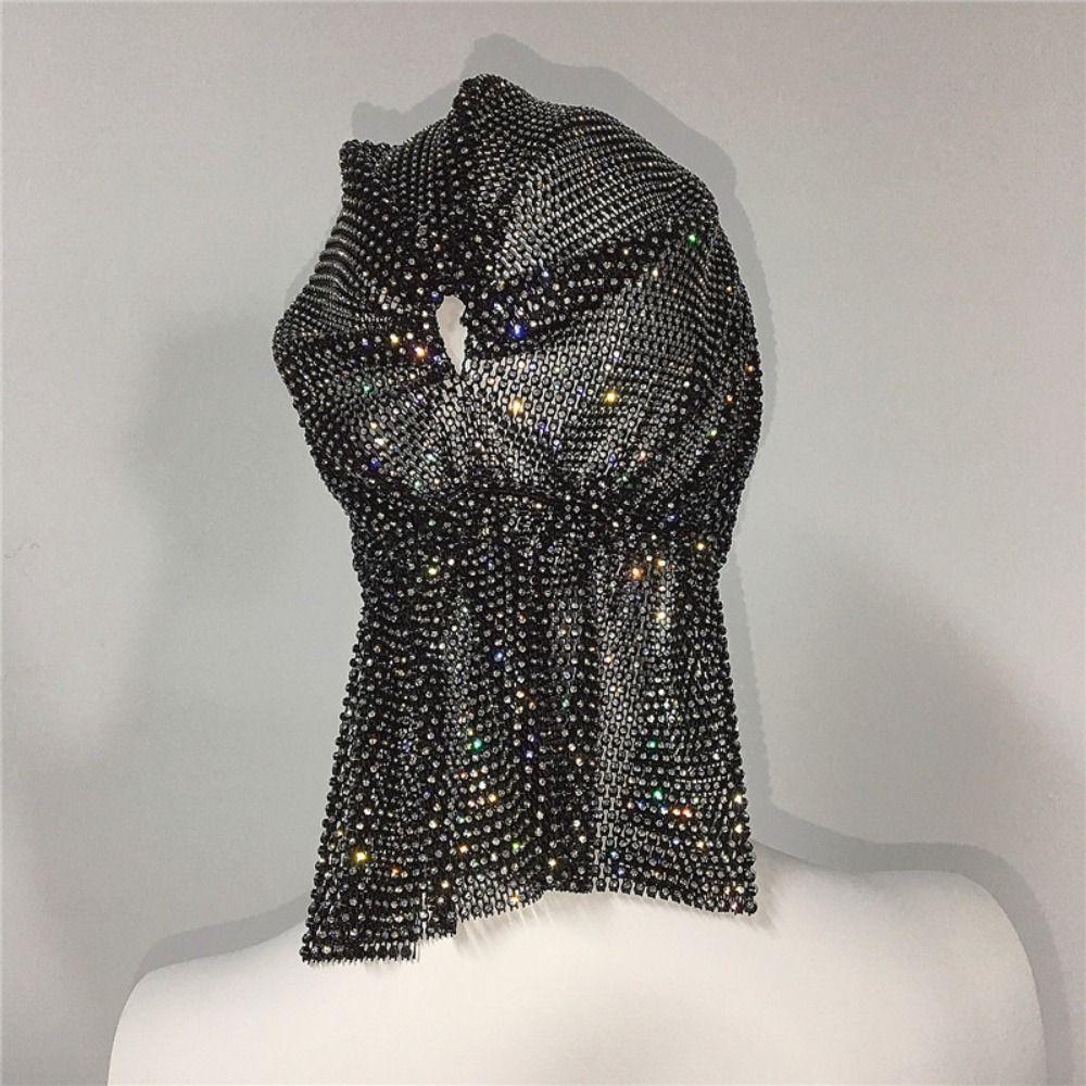 Crystal Rhinestone Bandana Turban Fishnet Headscarf Elegant Aurora Borealis Hair Band  Unisex