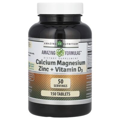 Calcium Magnésium Zinc + Vitamine D3, 150 Comprimés