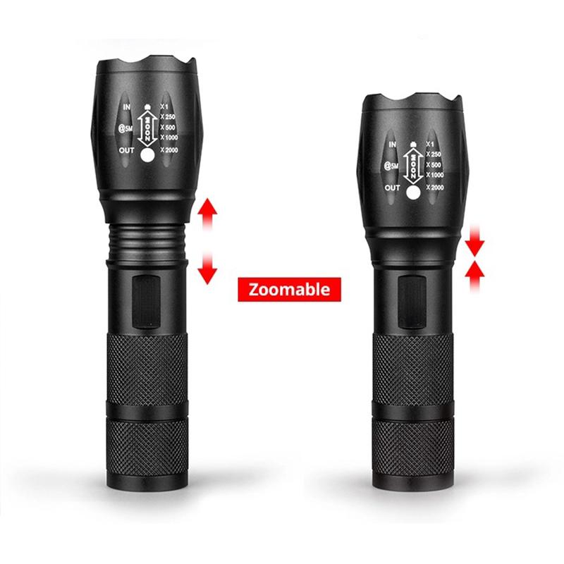 LED Powerful Flashlight Waterproof Lantern Torch Use 18650 Rechargeable Battery Portable Camping Flashlight