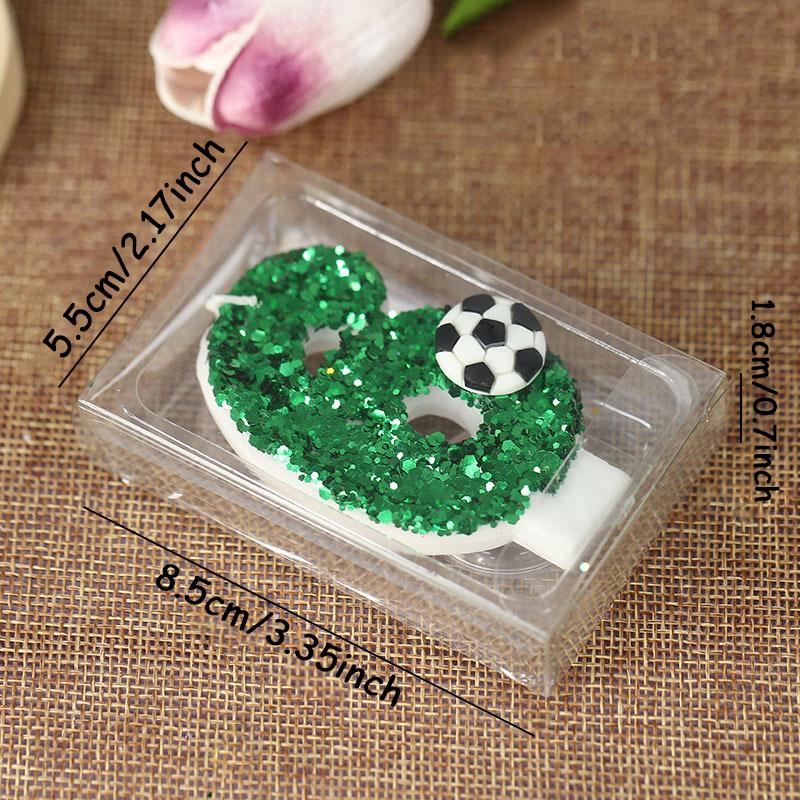 1Pc 0-9 Number Football Birthday Candles Green Sparkles Digital Candle Birthday Soccer Ball Candle for Party Cake Topper Decor