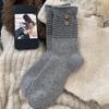 Winter Korean socks women's boneless splicing striped coconut buttons thermal storage heap socks women's socks wool socks