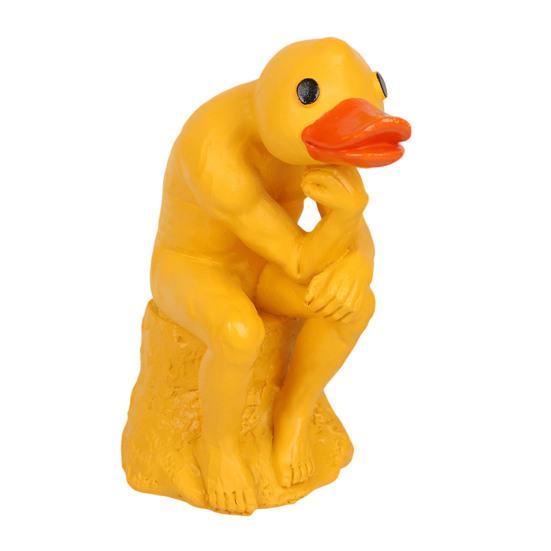 Thinking Duck Statue Funny Little Duck Resin Duck Thinker Figurine Sculpture for Dining